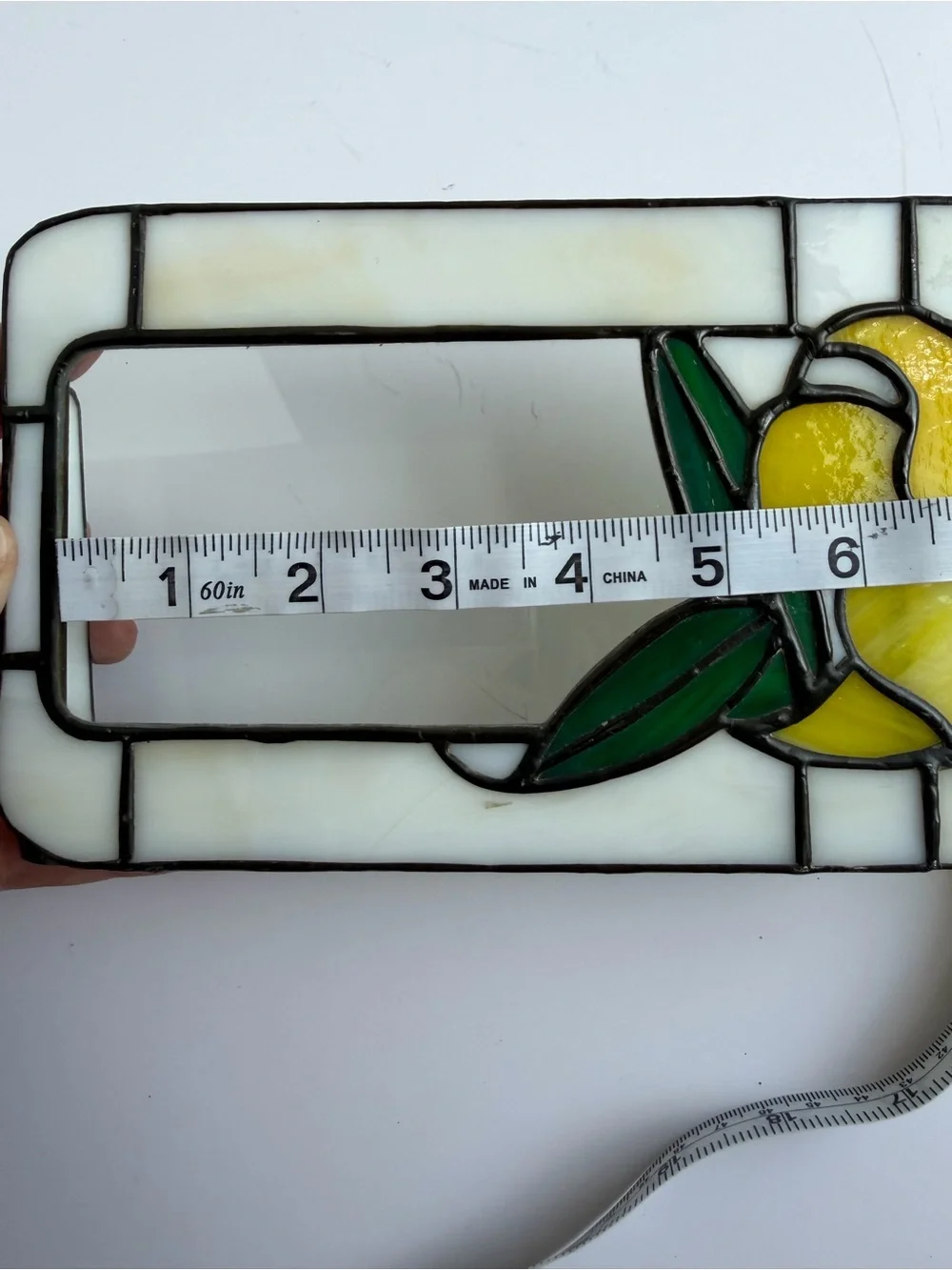 Stained Glass Tiffany Style Photo Frame 3x5 Lily Flower Floral White Yellow Vtg